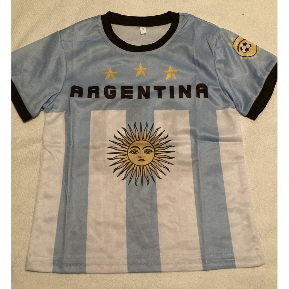 Argentina Kids shorts and top soccer #10 size 4 NEW - Picture 2 of 8